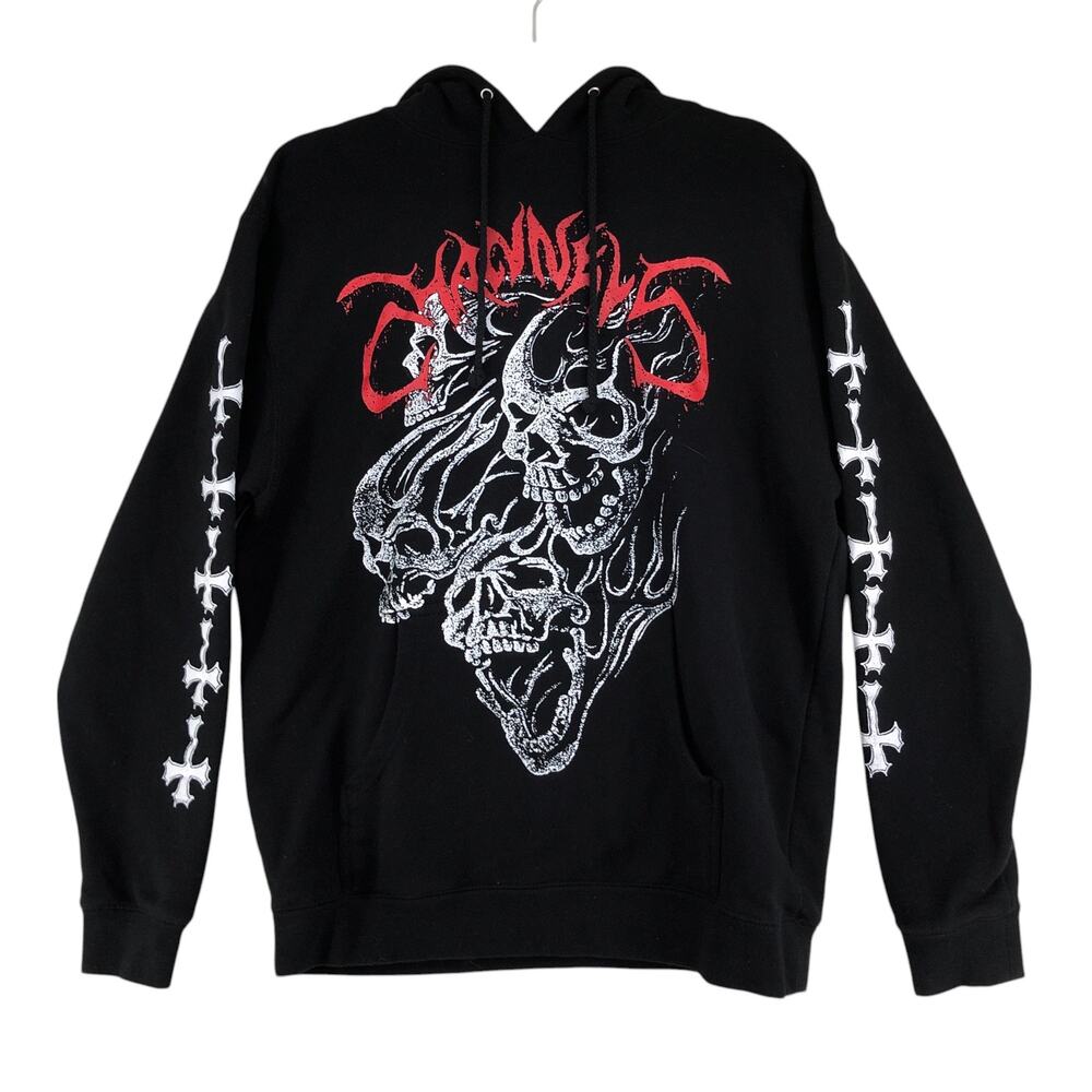 Channel 5 Mens Size M Hoodie Sweatshirt Band Merch Metal Punk Skulls Black RARE